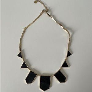 House of Harlow 5 Station Necklace in gold and black leather